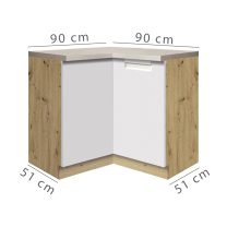 POCKET b | dolní skříňka POC-16D rohová + otočná police | 90x90 cm | bílá lesk | VÝBĚR KORPUSU