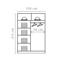 EFFECT c | šatní skříň EF3 se zrcadlem | 150 cm | columbia/congo
