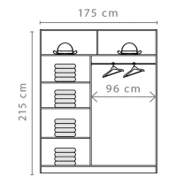 EFFECT c | šatní skříň EF3 se zrcadlem | 175 cm | columbia/congo
