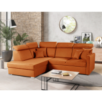 Sedací souprava SLIM Lux XL | 180x238 | LEVÁ | rozkládací + úložný prostor | 10 oranžová