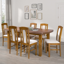 Jídelní set APOLLO | rozkládací stůl 180x90 + 6x židle KOS P-8 | VÝBĚR BAREV A TKANIN