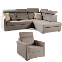 Sedací souprava SLIM L 32 + křeslo | 238x180 | PRAVÁ | Tatum 273 šedohnědá | POSLEDNÍ KUS