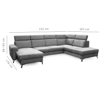 Sedací souprava ASPEN | 176x335x263 | rozkládací + 2x úložný prostor | VÝBĚR TKANIN