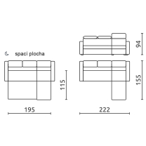 Sedací souprava Harris | 222x155 cm | rozkládací + úložný prostor | šedá | PRAVÁ | POSLEDNÍ KUS