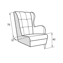Křeslo ušák LUI | 73 cm | černé nožičky | VÝBĚR TKANIN