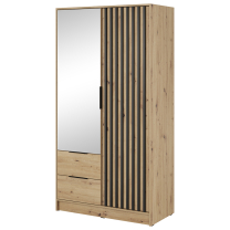 Šatní skříň NELLY 2D se zrcadlem + nástavec | 105 cm | artisan