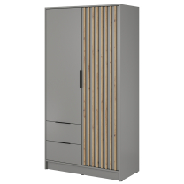 Šatní skříň NELLY 2D bez zrcadla + nástavec | 105 cm | šedá