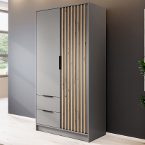 Šatní skříň NELLY 2D bez zrcadla + nástavec | 105 cm | šedá
