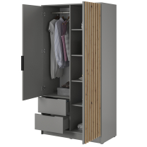 Šatní skříň NELLY 2D bez zrcadla + nástavec | 105 cm | šedá