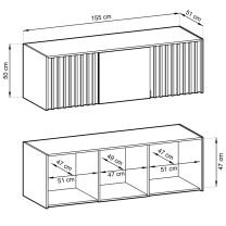 Šatní skříň NELLY 3D se zrcadlem + nástavec | 155 cm | šedá