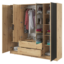 Šatní skříň NELLY 4D se zrcadlem + nástavec | 206 cm | artisan