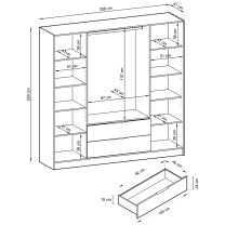Šatní skříň NELLY 4D bez zrcadla + nástavec | 206 cm | artisan