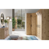 SMART r | šatní skříň SRL2 + nástavec SRN2 + zrcadlo | 150 cm | artisan