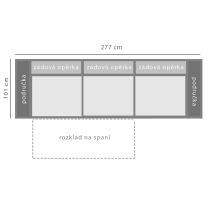Pohovka BOLZANO | 277 cm | rozkládací + bez úložného prostoru | VÝBĚR TKANIN