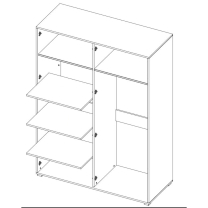 Šatní skříň OSLO 1 | se zrcadlem | 180 cm | bílá/černá