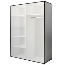 Šatní skříň OSLO 1 | se zrcadlem | 180 cm | bílá/černá