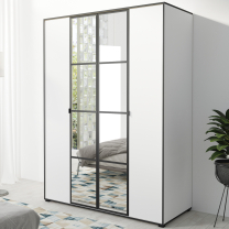 Šatní skříň OSLO 1 | se zrcadlem | 150 cm | bílá/černá