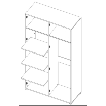 Šatní skříň OSLO 1 | se zrcadlem | 120 cm | bílá/černá