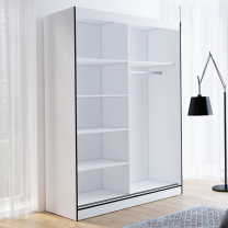 Šatní skříň OSLO 2 | se zrcadlem | 180 cm | bílá/černá