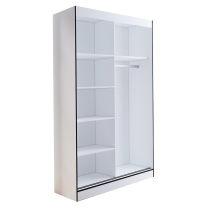 Šatní skříň OSLO 2 | se zrcadlem | 120 cm | bílá/černá