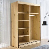 Šatní skříň OSLO 2 | se zrcadlem | 150 cm | dub artisan/černá