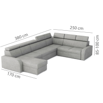 Sedací souprava OSLO U | 170x380x250 | rozkládací + 2x úložný prostor | VÝBĚR TKANIN