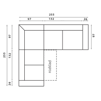 Sedací souprava VENTO L | 255x255 P | VÝBĚR TKANIN | rozkládací + bez úložného prostoru