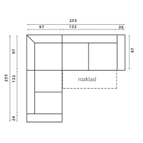 Sedací souprava VENTO L | 255x255 L | VÝBĚR TKANIN | rozkládací + bez úložného prostoru