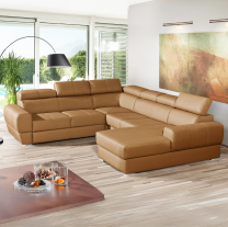 Sedací souprava VENTO U | 235x322x167 | Z PRÁVÉ HOVĚZÍ KŮŽE | s úložným prostorem a rozkladem