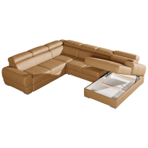 Sedací souprava VENTO U | 235x322x167 | Z PRÁVÉ HOVĚZÍ KŮŽE | s úložným prostorem a rozkladem
