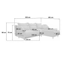 Sedací souprava AMALFI | 232x181 | PRAVÁ | rozkládací + úložný prostor | VÝBĚR TKANIN