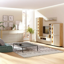 Obývací stěna CANDY k | + LED osvětlení | 299 cm + 175 cm | artisan/kašmír