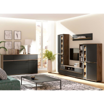CANDY c | vitrína C2a + LED OSVĚTLENÍ | 75 cm | carpenter/šedá mat/černá lesk