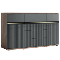 Obývací stěna CANDY c | + LED osvětlení | 299 cm + 175 cm | carpenter/šedá mat/černá lesk