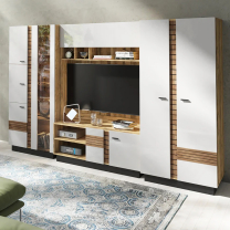 VAL GARDENA | šatní skříň VG1 | 86 cm | ořech tmavý/latte lesk/černá