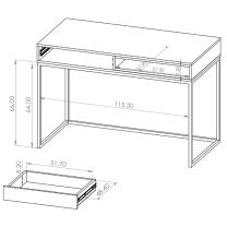 OLIER b | psací stůl OL-01 | 120 cm | bílá/artisan
