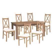 Jídelní set PAXOS | rozkládací stůl 160x90 cm + 6x židle | VÝBĚR BAREV A TKANIN