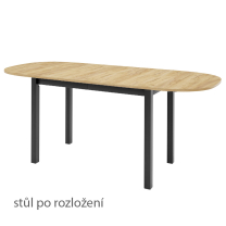 Jídelní stůl KLEBO P | 150x80 cm | rozkládací | černé dřevěné nohy | VÝBĚR DEKORU DESKY