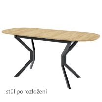 Jídelní stůl KLEBO M | 150x80 cm | rozkládací | černé kovové nohy | VÝBĚR DEKORU DESKY