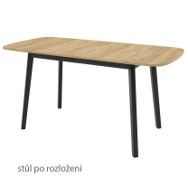 Jídelní stůl DEIMOS S | 130x80 cm | rozkládací | černé dřevěné nohy | VÝBĚR DEKORU DESKY