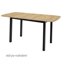 Jídelní stůl DEIMOS P | 130x80 cm | rozkládací | černé dřevěné nohy | VÝBĚR DEKORU DESKY
