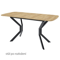 Jídelní stůl DEIMOS M | 130x80 cm | rozkládací | černé kovové nohy | VÝBĚR DEKORU DESKY