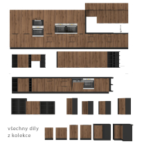 MONZA o | dolní skříňka 90x90 ND 2F rohová s policí | 90x90 cm | černá/ořech okapi