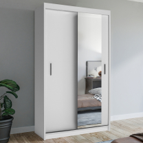 Šatní skříň MIAMI se zrcadlem | 120 cm | bílá | 3 varianty vnitřního uspořádání | POUZE U NÁS