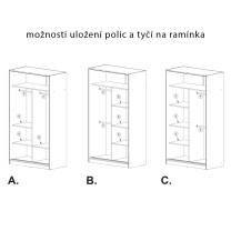 Šatní skříň MIAMI se zrcadlem | 120 cm | bílá | 3 varianty vnitřního uspořádání | POUZE U NÁS