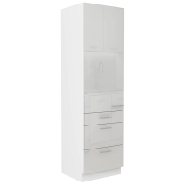 LARA wh | vysoká skříňka 60 DKS-210 3S 1F potravinová | 60 cm | UNI dvířka | bílá lesk