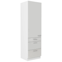 LARA wh | vysoká skříňka 60 DKS-210 3S 1F potravinová | 60 cm | UNI dvířka | bílá lesk
