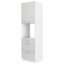 LARA wh | vysoká skříňka 60 DPS-210 3S 1F na vestavnou troubu | 60 cm | UNI dvířka | bílá lesk