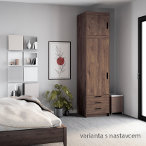Šatní skříň ELENA 1D 3S | 59,9 cm | UNI dvířka | dub lefkas