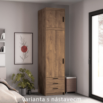 Nástavec na šatní skříň ELENA 1D | 59,9 cm | UNI dvířka | dub lefkas